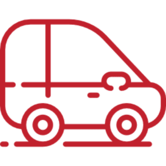 Red outline of a small car.