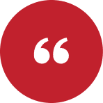 Red circle with white quotation marks inside.