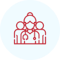 Healthcare team icon with three figures.