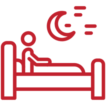 Person in bed under moon at night.